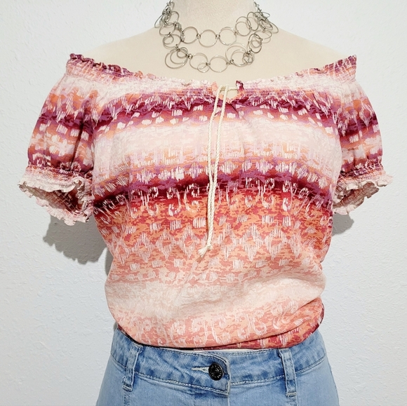 Liz Claiborne Colorful Boho 100% Cotton Blouse Woman's Size Large - Picture 1 of 8